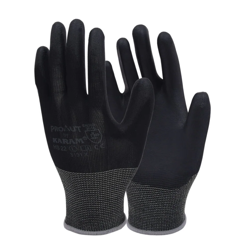 Black Liner & PU Coated safety glove