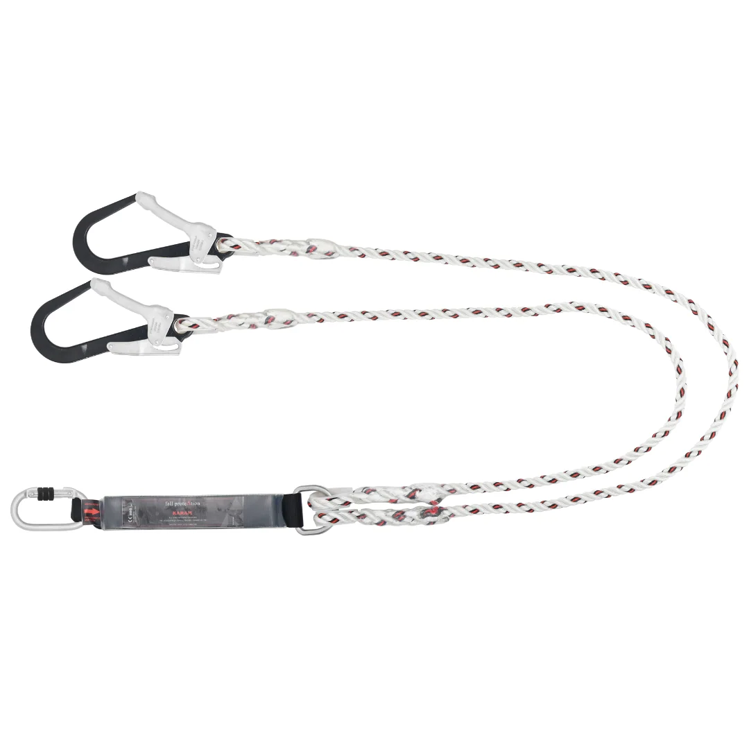Forked Lanyard with Energy Absorber - Twisted Polyamide Rope