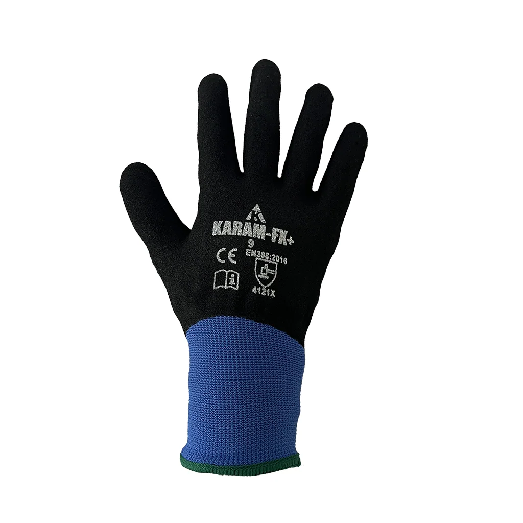 Black foam nitrile coated glove with sandy Surface